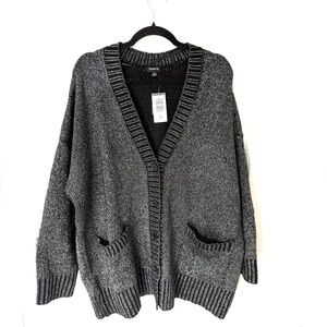 Torrid Metallic V Neck Boyfriend Cardigan NWT